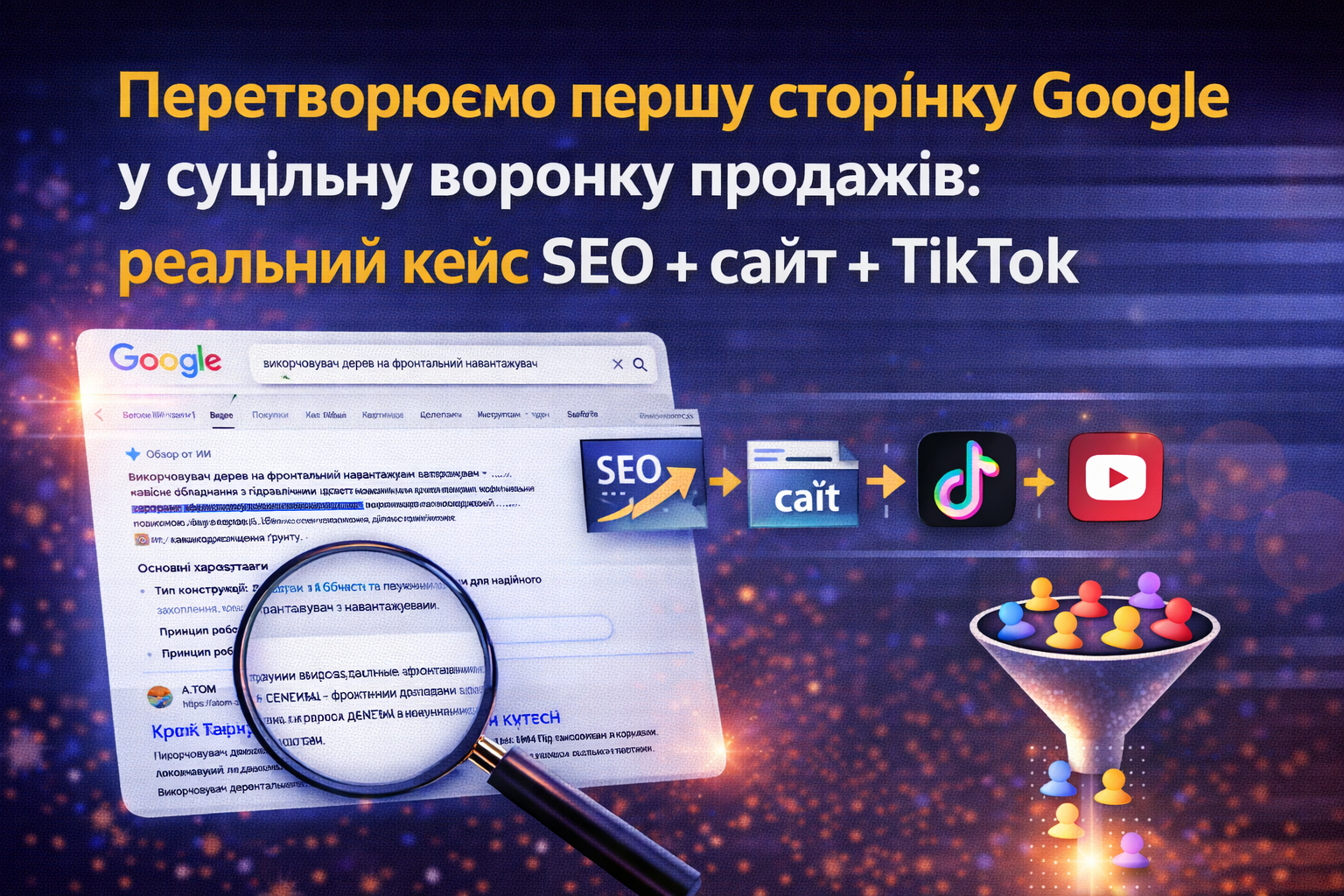 Реальний кейс сучасної воронки продажів: SEO + сайт + ТікТок + Ютуб
